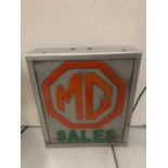 AN MG SALES ILLUMINATED LIGHT BOX SIGN 34CM X 39CM