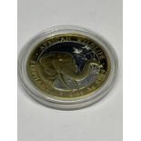 A SILVER 2018 1OZ AFRICAN SOMALI REPUBLIC 100 SHILLINGS COIN WITH A GILDED AFRICAN ELEPHANT