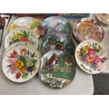 A QUANTITY OF CABINET PLATES TO INCLUDE FLORAL AND LILLIPUT LANE COTTAGES