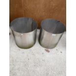 TWO ROUND STAINLESS STEEL PLANTERS