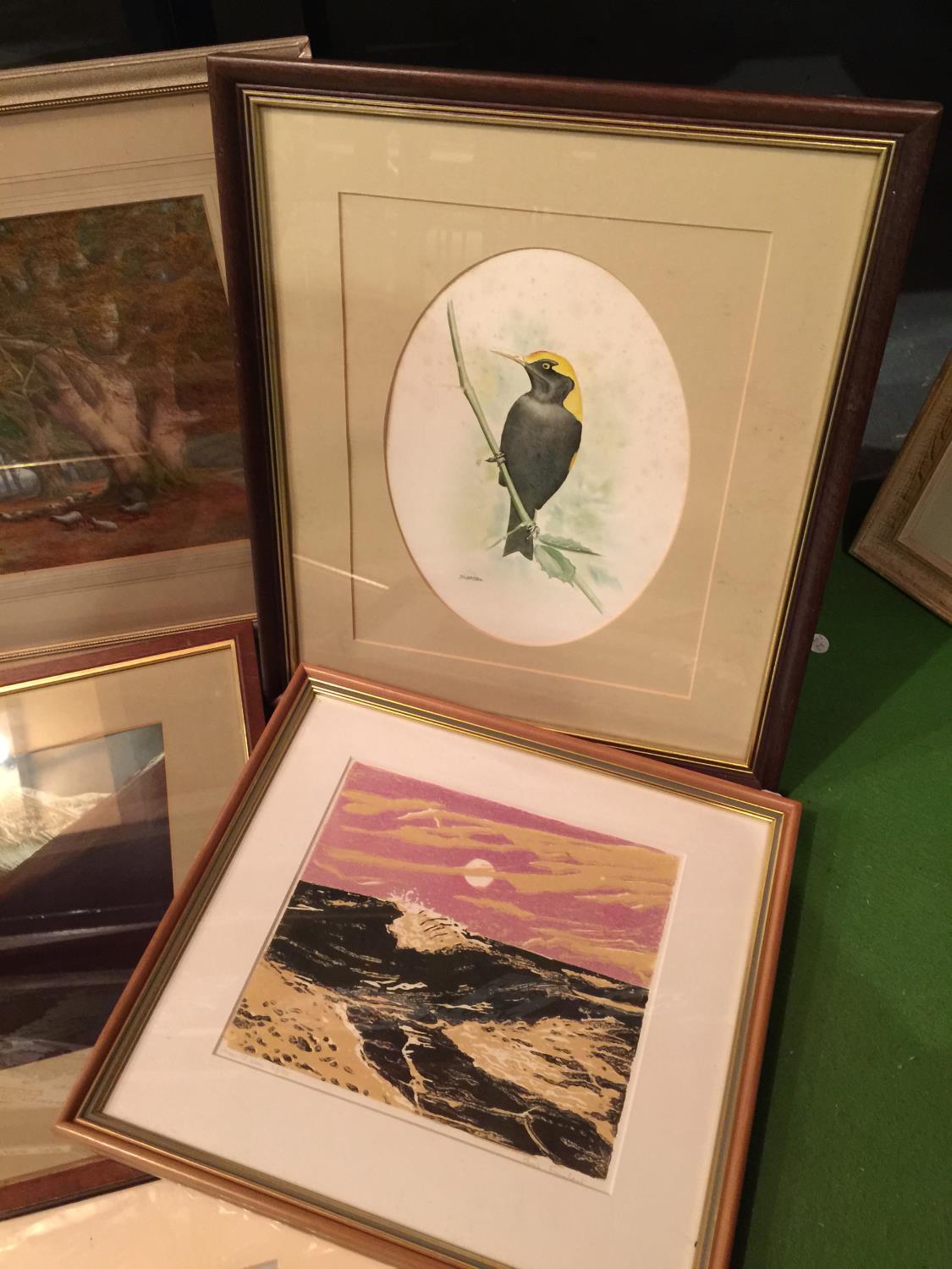 FOUR FRAMED PRINTS/ PHOTOS AND ONE UNFRAMED OF WINDEMERE, GREAT GABLE, A BIRD, ETC - Image 2 of 4