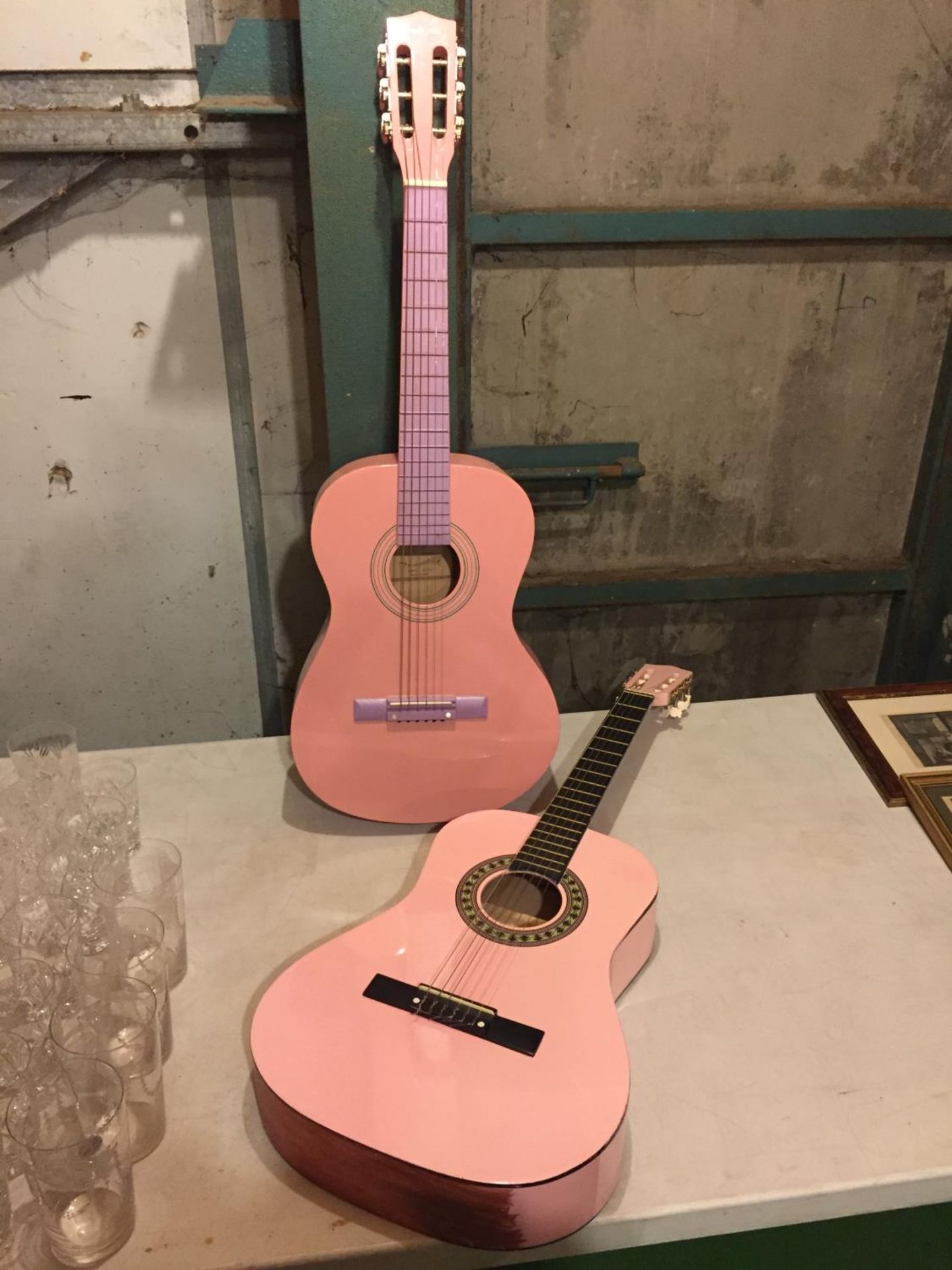 TWO PINK ACCOUSTIC GUITARS - Image 2 of 6
