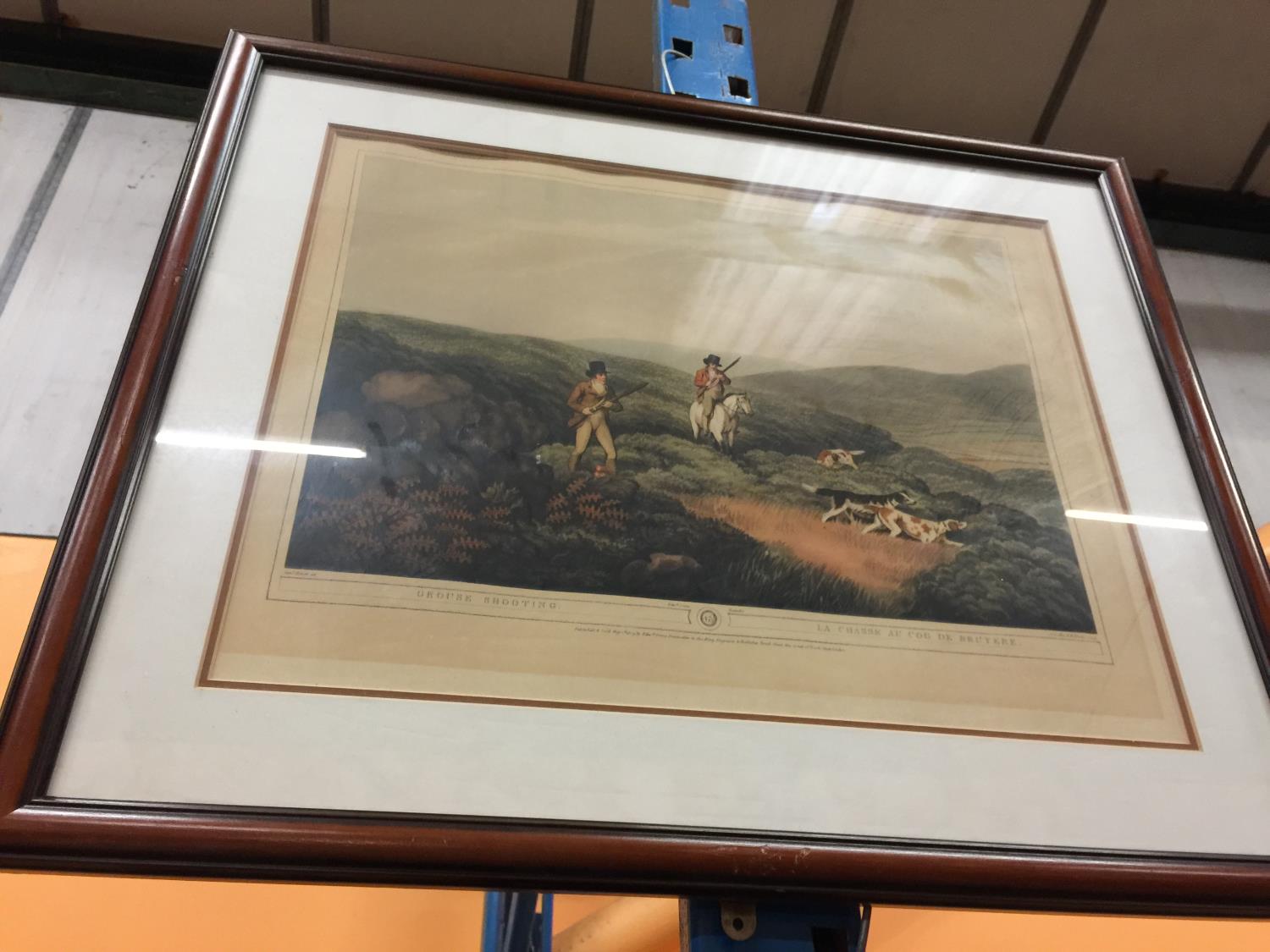 THREE FRAMED PRINTS DEPICTING HUNTING SCENES, LA CHASSE AU COG DE BRUYERE , LA CHASSE AU BECASSES, - Image 4 of 4