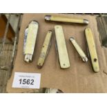 A COLLECTION OF SIX ASSORTED BONE HANDLE POCKET KNIVES