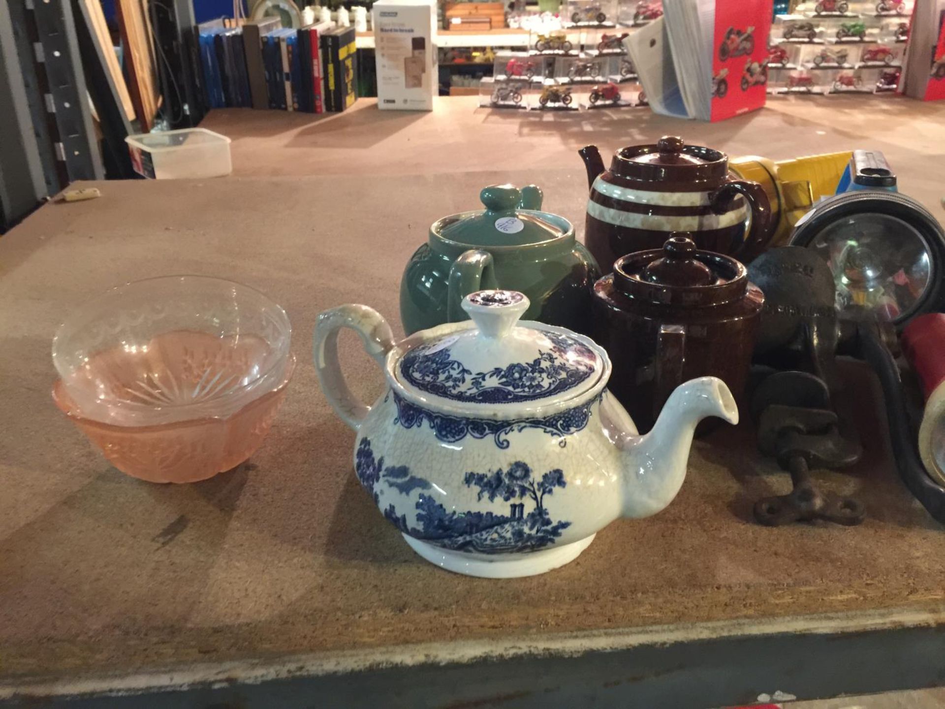 FOUR TEAPOTS TO INCLUDE, DENDBY, PRICES, ROYAL TUDOR WARE, TORCHES, A MINCER, ETC - Image 4 of 4