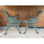 A PAIR OF DECORATIVE CAST BENCH ENDS