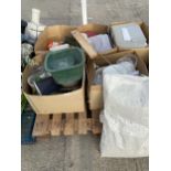AN ASSORTMENT OF HOUSHOLD CLEARANCE ITEMS TO INCLUDE CERAMICS, GLASS WARE AND A PRINTER ETC