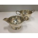 TWO HALLMARKED BIRMINGHAM SILVER ITEMS TO INCLUDE A SUGAR BOWL AND MILK JUG GROSS WEIGHT 223 GRAMS