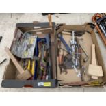 AN ASSORTMENT OF HAND TOOLS TO INCLUDE SPANNERS, SAWS AND PLIERS ETC