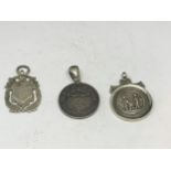 THREE SILVER WATCH CHAIN FOBS