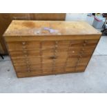 A VINTAGE THIRTY DRAWER HABERDASHERY CHEST (H:79CM L:119CM D:50CM)