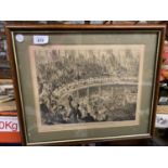 A FRAMED PRINT OF THE 'OXFORD COMMEMORATION - THE THEATRE FROM THE UNDERGRADUATES' GALLERY