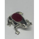 A MARKED SILVER MINIATURE FROG PIN CUSHION