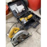 A DEWALT ELECTRIC JIG SAW AND A DEWALT ELECTRIC CIRCULAR SAW