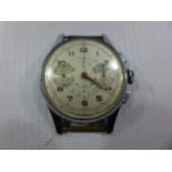 A MID 20TH CENTURY TELEMETRE MANS WRISTWATCH, WITH SUBSIDIARY DIALS AND STOP-WATCH, DIAMETER OF