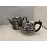 TWO SILVER PLATED TEAPOTS