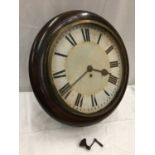 A VINTAGE STATION/SCHOOL CLOCK WITH WINDER