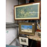 THREE FRAMED PRINTS TO INCLUDE, WRENS NESTING, THE EASTGATE CHESTER AND A DESERT SCENE