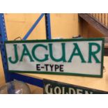 A JAGUAR E TYPE ILLUMINATED LIGHT BOX SIGN 84CM X 30CM X 10CM