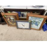 AN ASSORTMENT OF FRAMED PRINTS, PICTURES AND MIRRORS