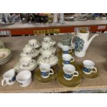 SIX CROWN DERBY 'IVORY QUEEN' TRIOS, J & G MEAKIN RETRO CUPS, SAUCERS, COFFEE POT, ETC