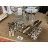 A COLLECTION OF SILVER PLATED ITEMS AND CUT GLASS