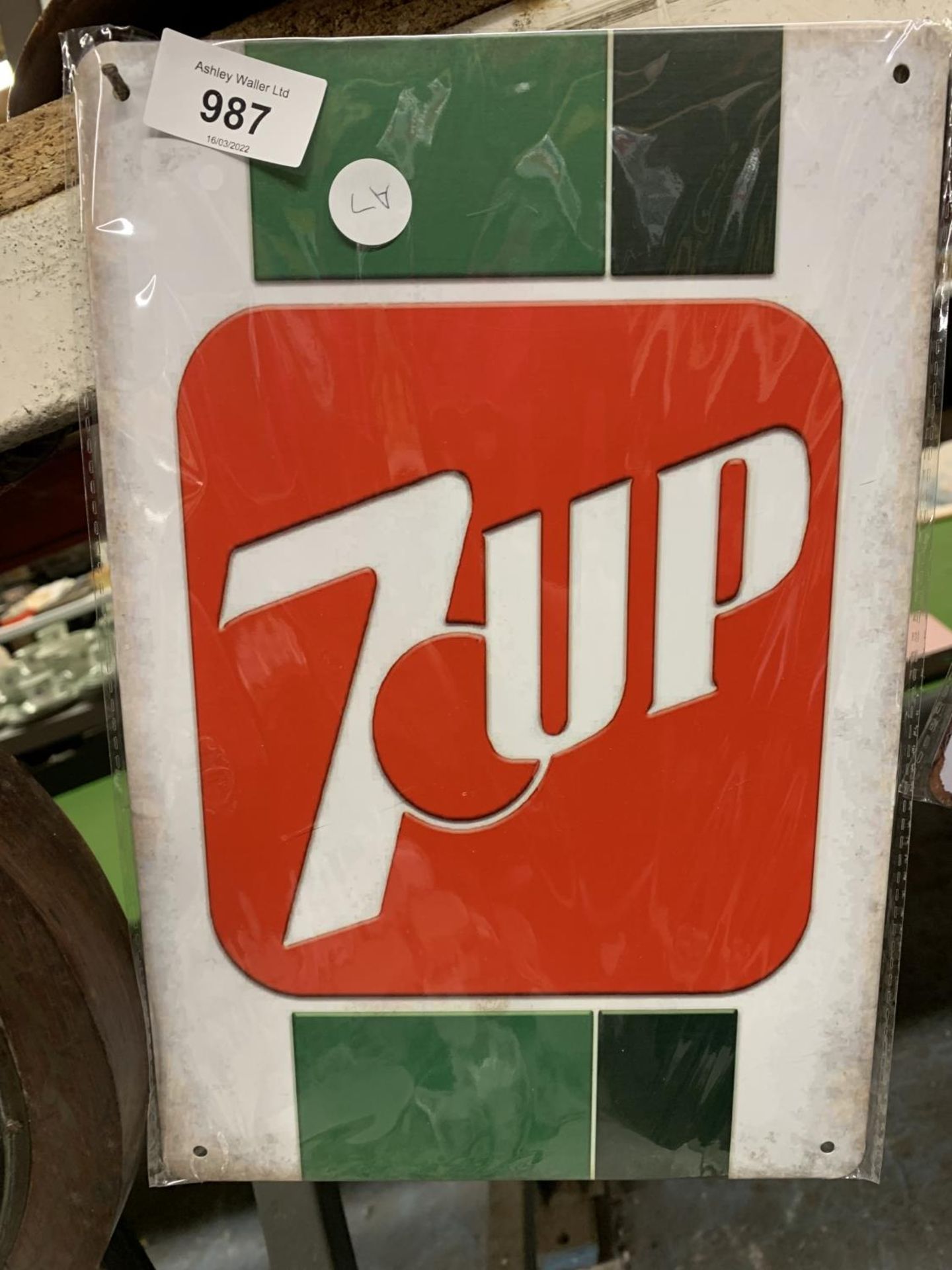 A 7UP METAL SIGN