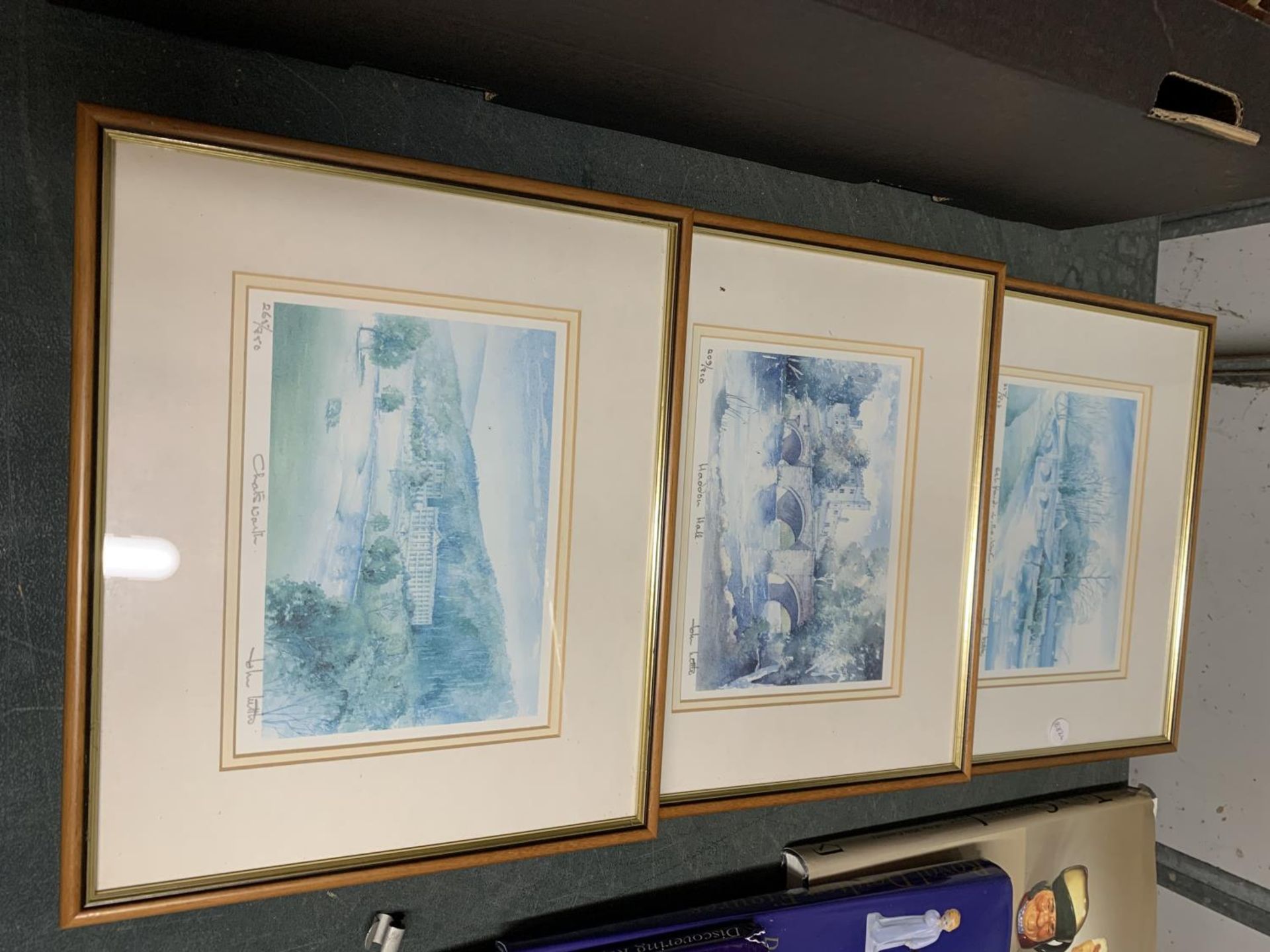 THREE FRAMED LIMITED EDITION SIGNED PRINTS, CHATSWORTH 265/850, HADDON HALL 209/850 AND ASHFORD IN