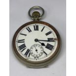 A LARGE GALIATH POCKET WATCH (FACE A/F) SEEN WORKING BUT NO WARRANTY