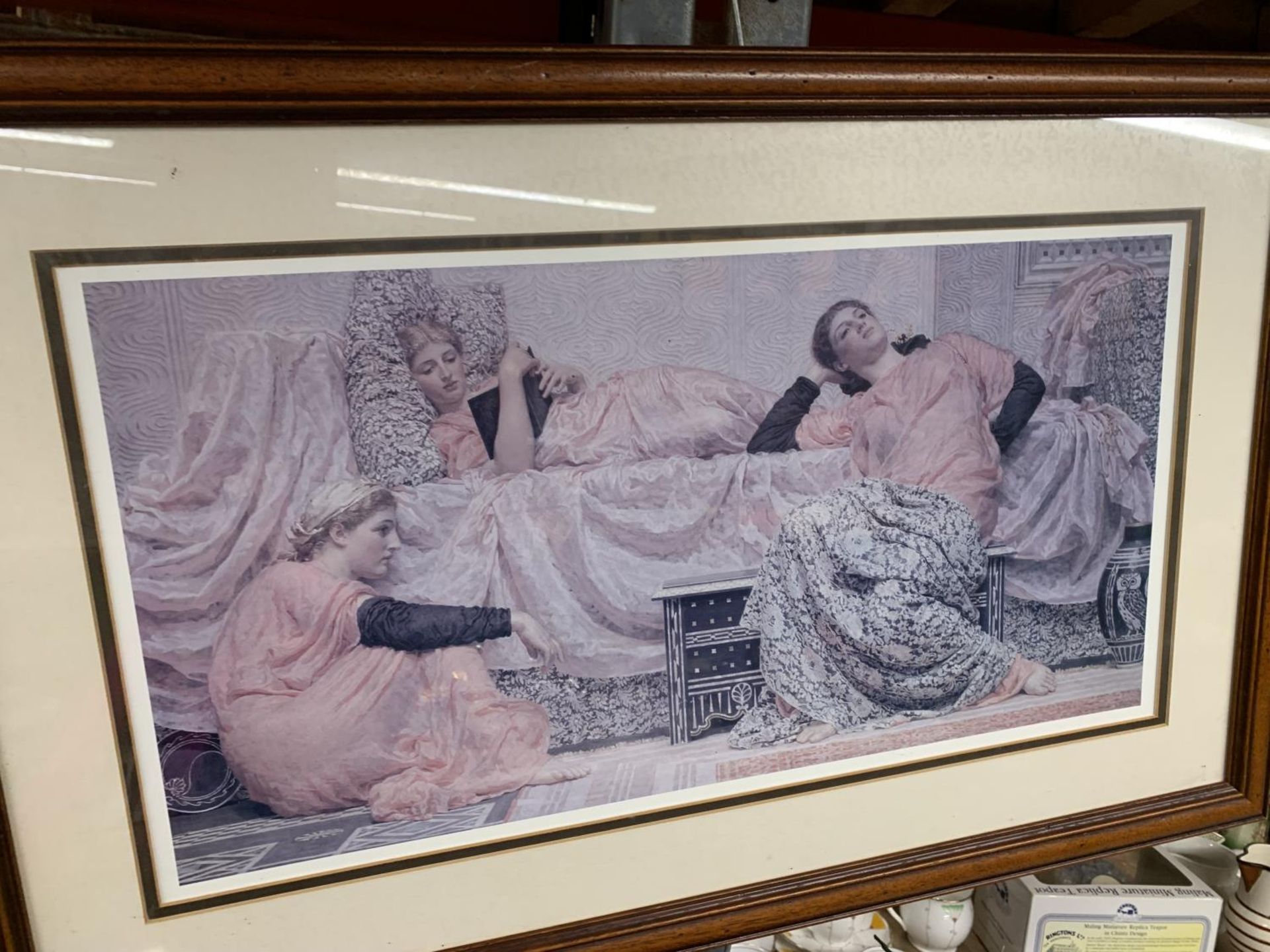 A FRAMED PRINT OF THREE YOUNG LADIES RELAXING - Image 2 of 2