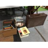 A COLLECTION OF 'CORDON BLEU' MONTHLY COOKERY COURSE, VINTAGE BOOKS AND A VINTAGE SUITCASE