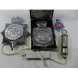 AN AMUSING MANCHESTER AND SALFORD PRESENTATION POLICE BADGE, CUMBRIA CONSTABULARY AND GREATER