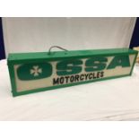 AN OSSA MOTORCYLES ILLUMINATED LIGHT BOX SIGN 77CM X 18CM X 10CM