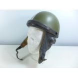 A 20TH CENTURY HELMET, POSSIBLY GERMAN TANKERS, LEATHER INSERT