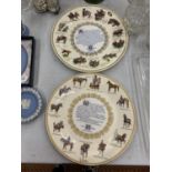 TWO AYNSLEY COLLECTORS PLATES 'THE HORSE' RONALD DUNCAN AND 'THE GRAND NATIONAL' MICHAEL GILLOW