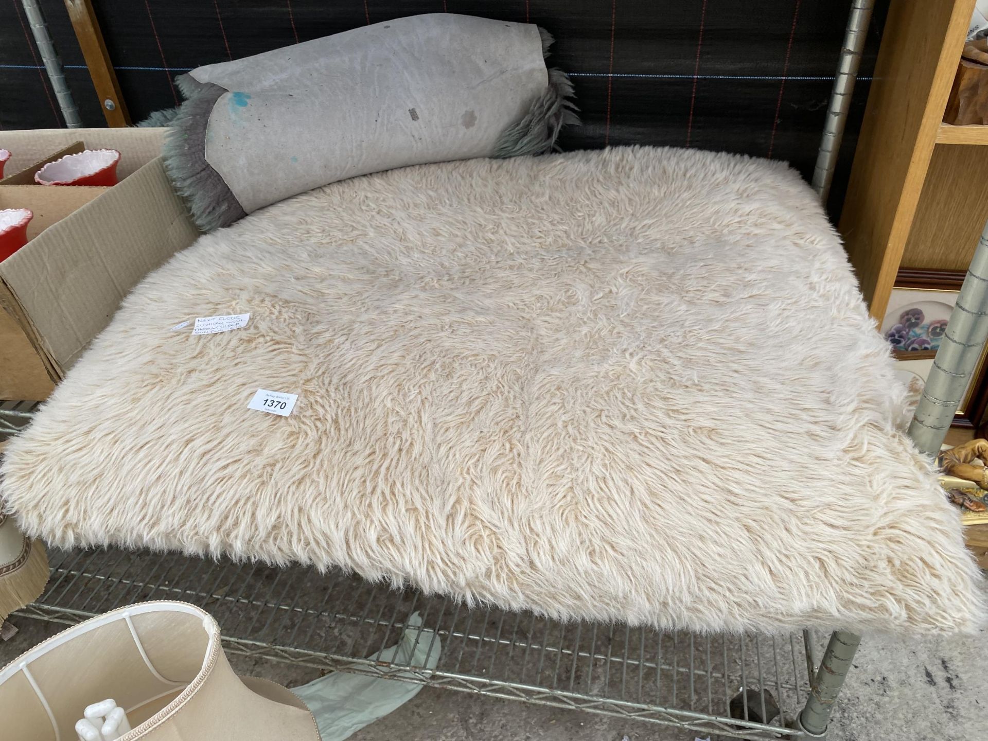A NEXT FLOOR CUSHION, A WOOLLEN THROW AND A SHEEP SKIN RUG - Image 6 of 6