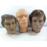 THREE HAND PAINTED MALE HEADS