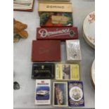 A COLLECTION OF PLAYING CARDS, TOP TRUMPS AND TWO BOXED DOMINOE SETS