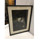 A FRAMED REMBRANDT PRINT - A SELF PORTRAIT ETCHING