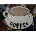 A COFFEE SIGN IN THE SHAPE OF A CUP OF COFFEE W59CM X H50CM
