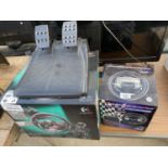 A LOGITECH DRIVING FORCE GT KIT AND A PS3 COMPATIBLE STEERING WHEEL