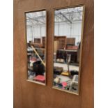 TWO RECTANGULAR FRAMED WALL MIRRORS