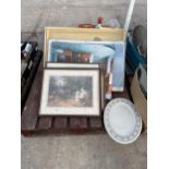 AN ASSORTMENT OF HOUSHOLD CLEARANCE ITEMS TO INCLUDE PRINTS, AND CERAMICS ETC