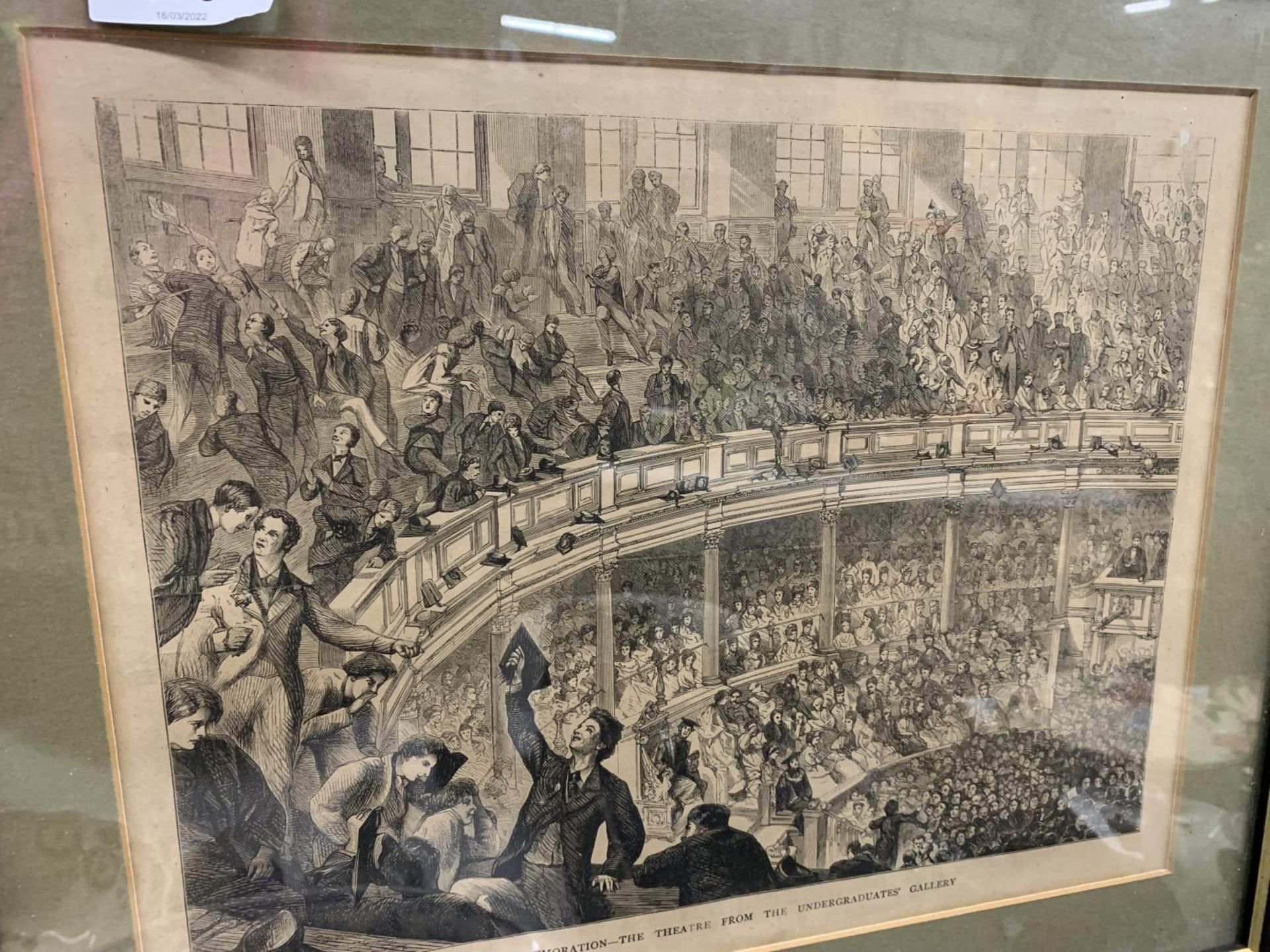 A FRAMED PRINT OF THE 'OXFORD COMMEMORATION - THE THEATRE FROM THE UNDERGRADUATES' GALLERY - Image 2 of 2