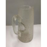 AN UNSUSAL VINTAGE GLASS JUG WITH ICE CHAMBER