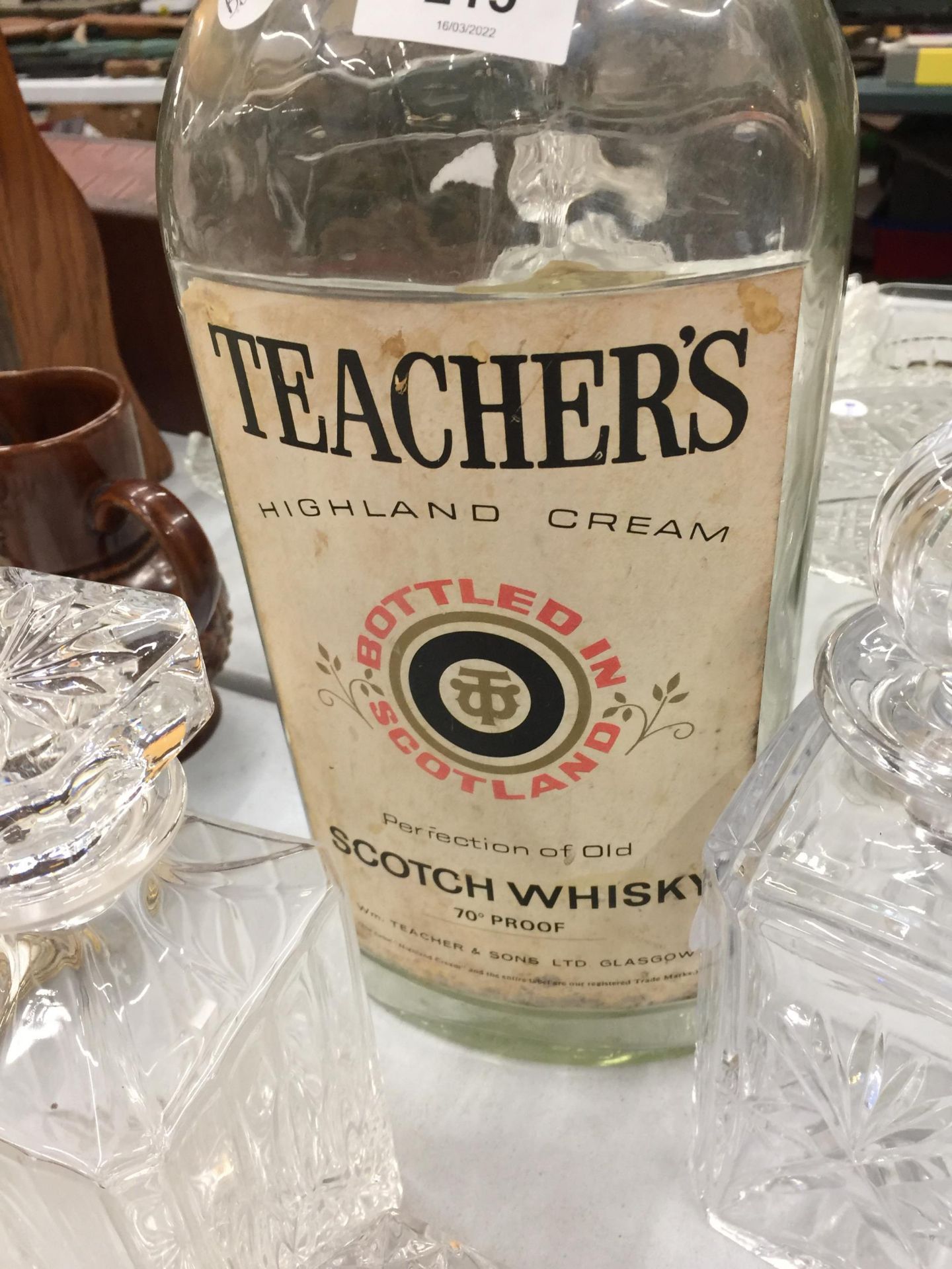 A LARGE TEACHERS SCOTCH WHISKY BOTTLE AND THREE DECANTERS - Image 4 of 4