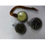 A MILITARY ISSUE STOP-WATCH (WORKING WHEN CATALOGUED) MILITARY POCKET WATCH AND ONE OTHER A/F (3)