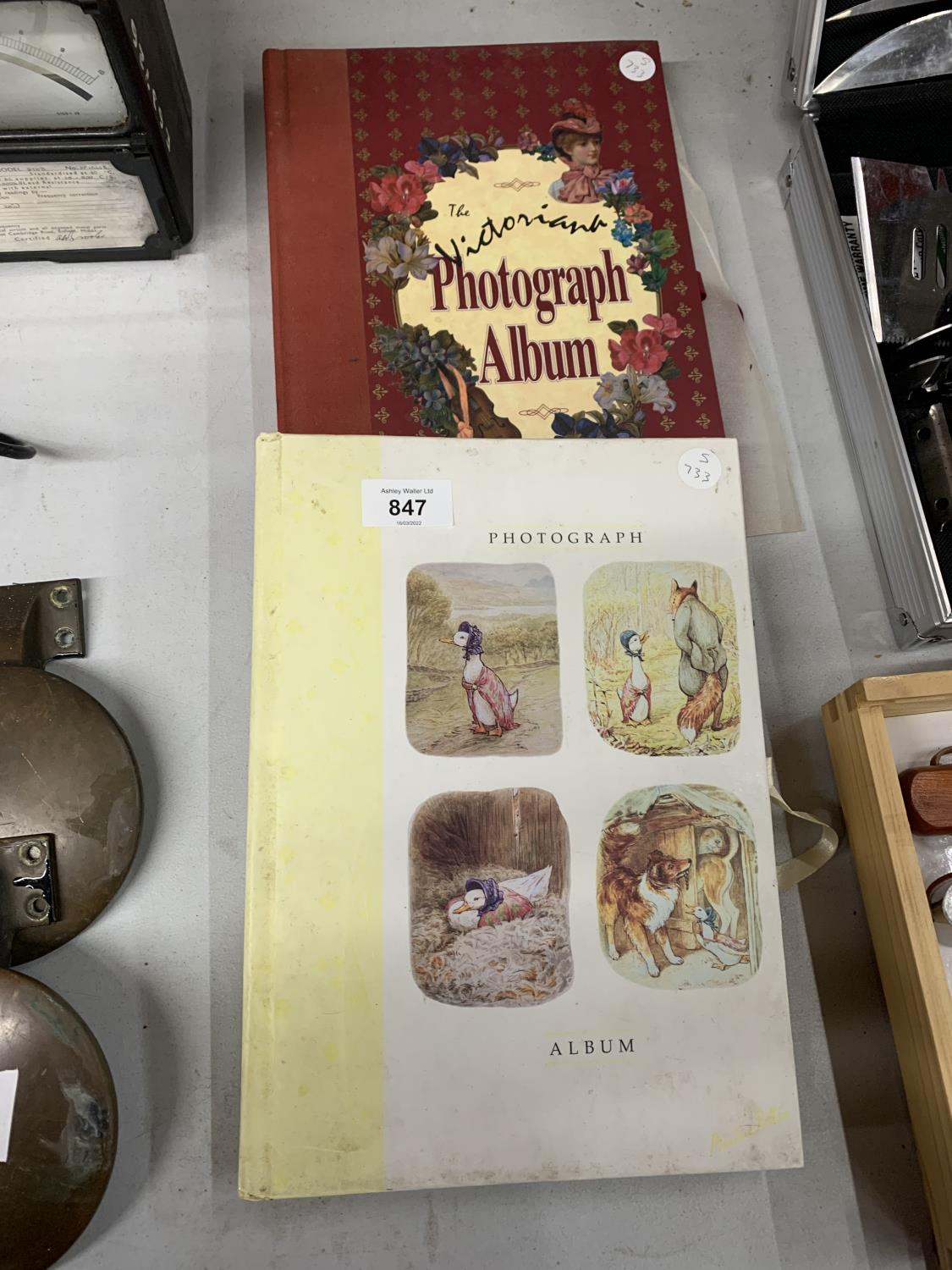 TWO PHOTOGRAPH ALBUMS TO INCLUDE A BEATRIX POTTER AND A VICTORIANA