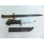 A BRITISH LONG LEE ENFIELD 1888 BAYONET, 30CM BLADE, FURTHER BAYONET (A/F) AND SCABBARD (2)