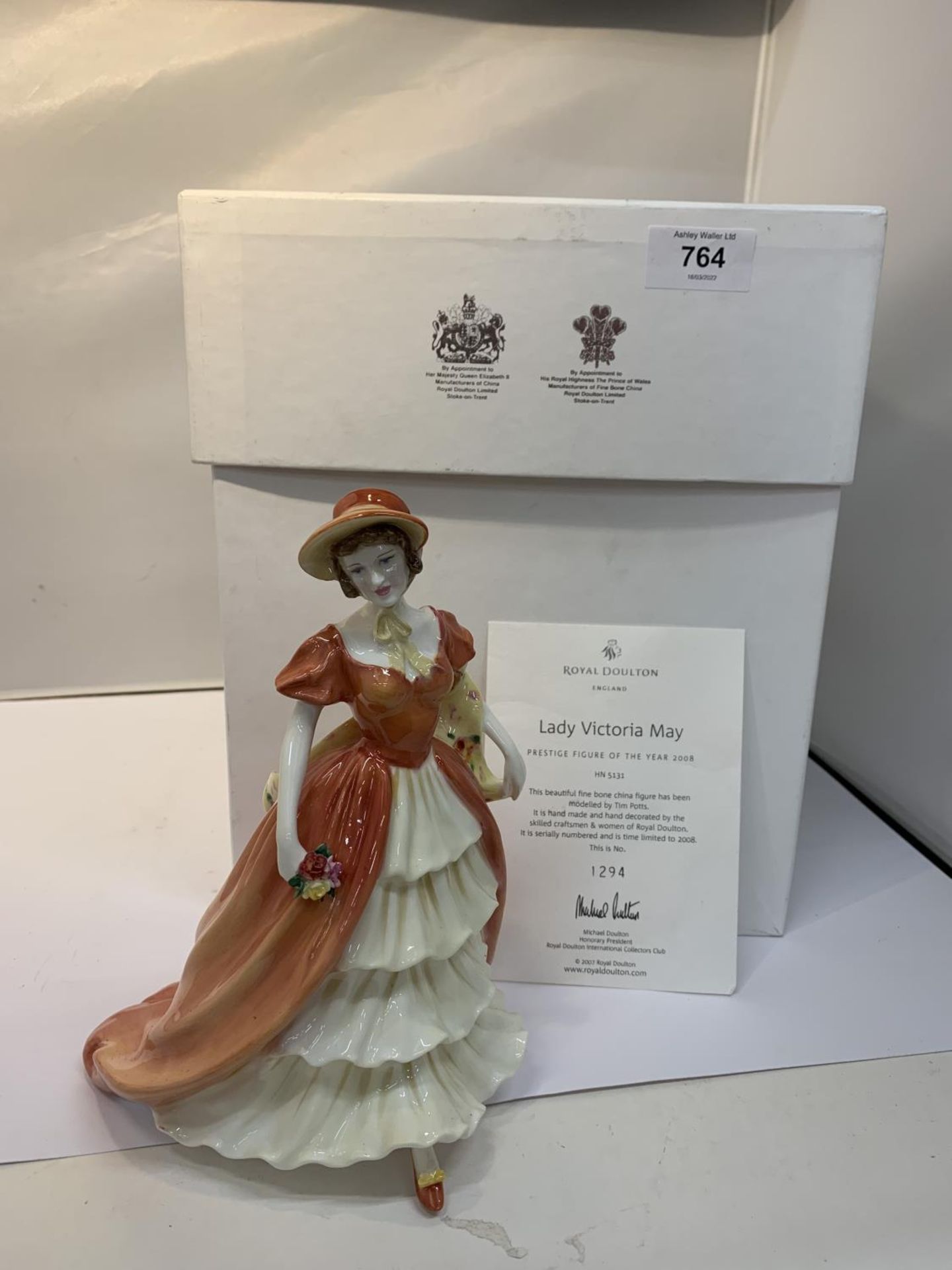 A BOXED ROYAL DOULTON FIGURE LADY VICTORIA MAY LIMITED EDITION FIGURE OF THE YEAR 2008